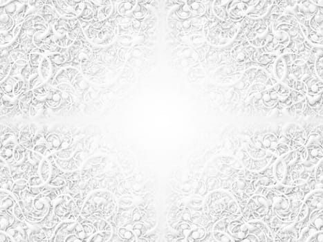 Digitally created pattern of intricate scrolling shapes.