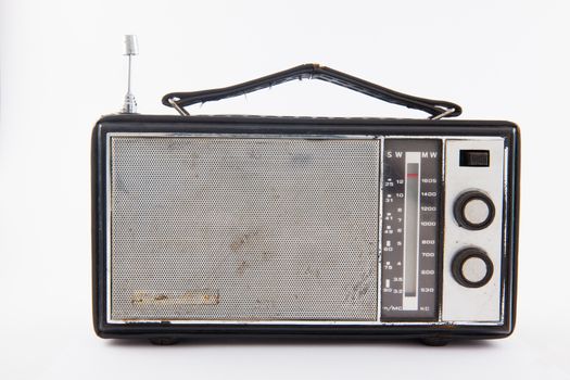 Old retro radio isolated on white background