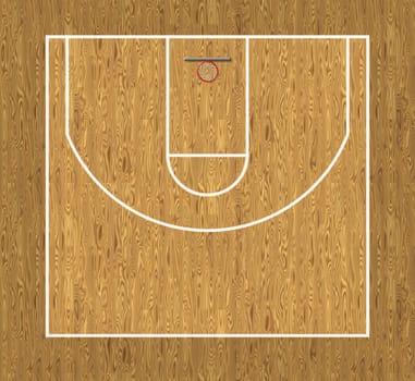 Digital illustration of a basketball court.