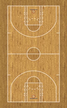 Digital illustration of a basketball court.