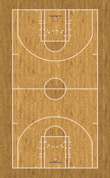 Digital illustration of a basketball court.