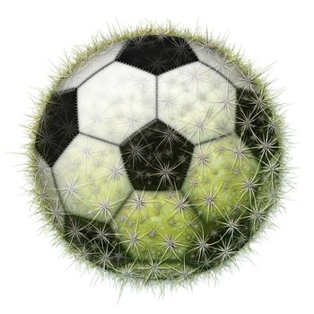 Digital illustration of a soccer ball with a cactus texture.