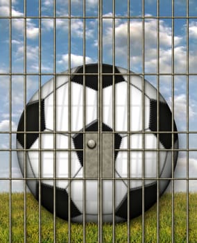 Illustration of a soccer ball in a jail cell.