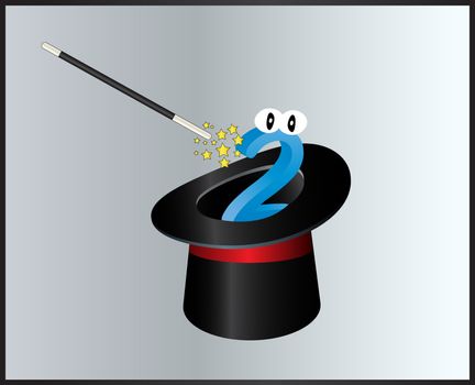 number magic hat and wand  symbol icon design. Beautiful illustration isolated on grey background

