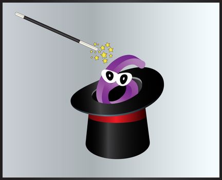 number magic hat and wand  symbol icon design. Beautiful illustration isolated on grey background

