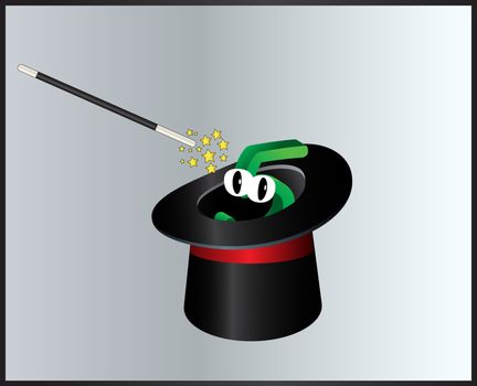 number magic hat and wand  symbol icon design. Beautiful illustration isolated on grey background
