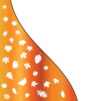 Illustration of  Autumn leaf silhouettes background. Orange wallpaper design.