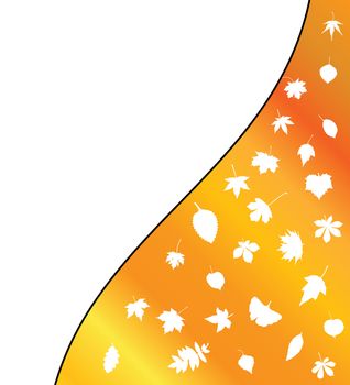 Illustration of  Autumn leaf silhouettes background. Orange wallpaper design.