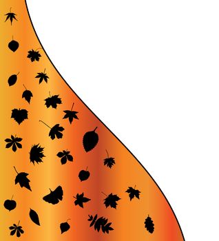 Illustration of  Autumn leaf silhouettes background. Orange wallpaper design.