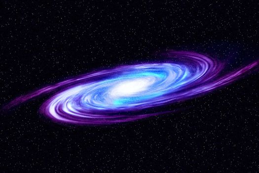 Image of spiral galaxy. Spiral galaxy in deep space with star field background. Computer generated abstract background.