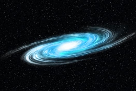 Image of spiral galaxy. Spiral galaxy in deep space with star field background. Computer generated abstract background.