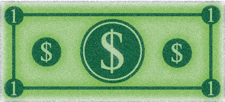 Cartoon money illustration, dollar banknote, paper bill. 