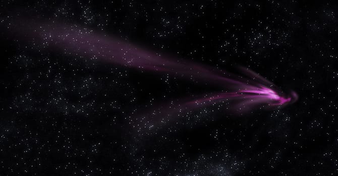 Image of comet,  space dusty in deep space, with star field background. Computer generated abstract background.