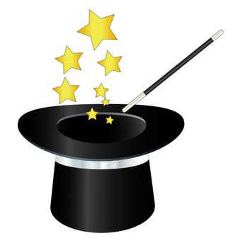 Vector magic hat cylinder with wand