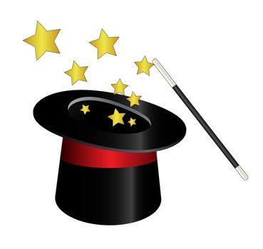 Vector magic hat cylinder with wand