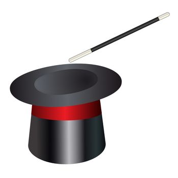 Vector magic hat cylinder with wand