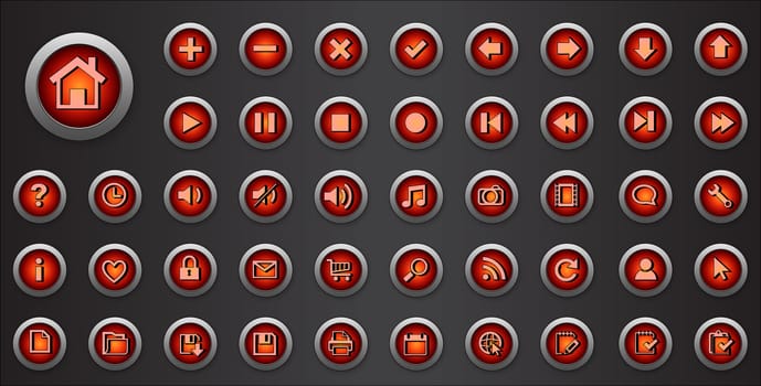 Web Icons set. Internet buttons collection with signs.