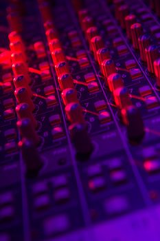 Sound music mixer control panel and light scene