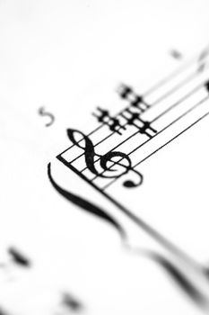 A music score sheet with the focus on the G-clef, France