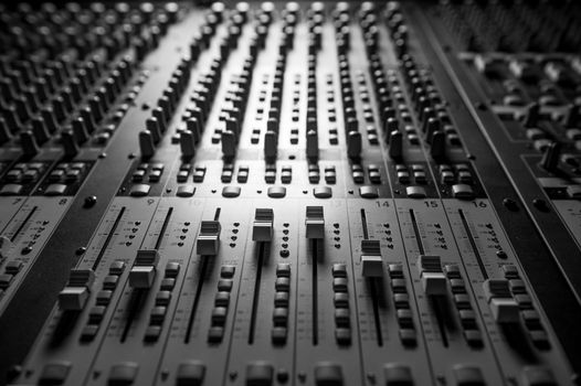 Sound music mixer control panel and light scene