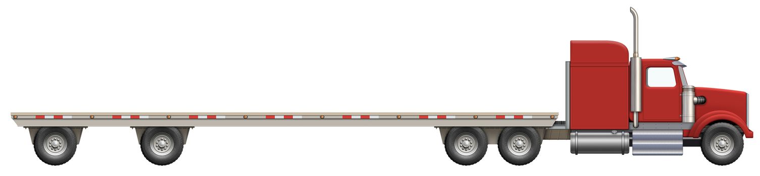 Illustration of a flatbed truck. The bed is empty and ready for your creative ideas.    