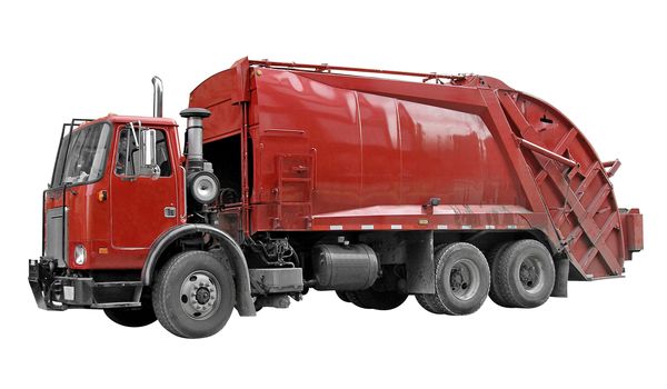 Garbage truck with all logos and signage removed. A clipping path is included. 