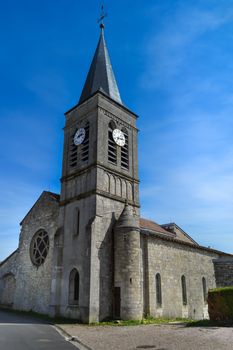 Old church in a small village near lake madine in the department of meuse in France