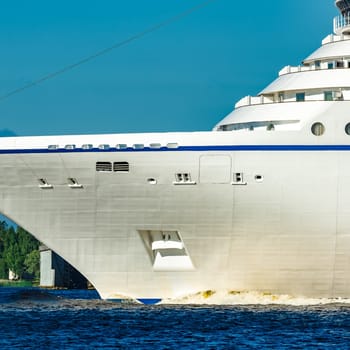 Big white cruise ship sailing to the Baltic sea at clear day