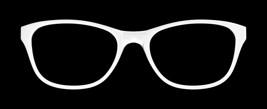 3d illustration of white glasses on black background