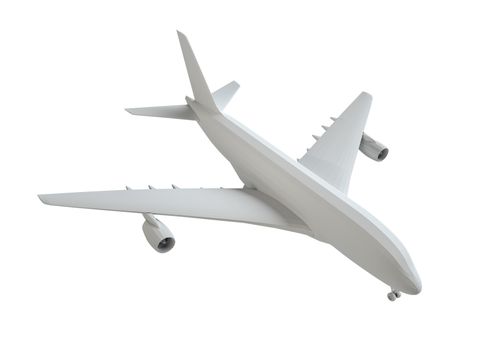 White airplane. Isolated on white background. 3d illustration