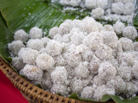 Sugar dumplings with coconut, Kanom Ko Thai traditional dessert