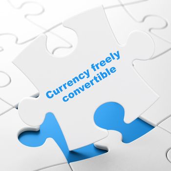 Banking concept: Currency freely Convertible on White puzzle pieces background, 3D rendering