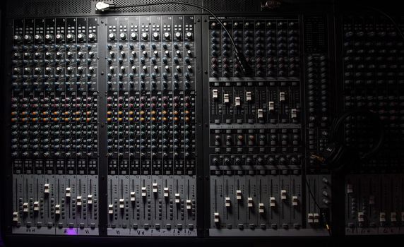 Sound music mixer control panel and light scene