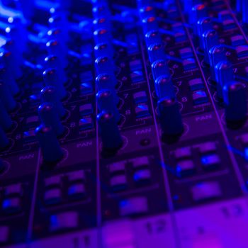 Sound music mixer control panel and light scene