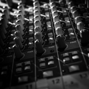 Sound music mixer control panel and light scene