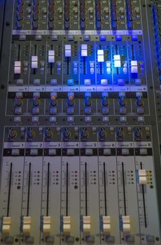 Sound music mixer control panel and light scene