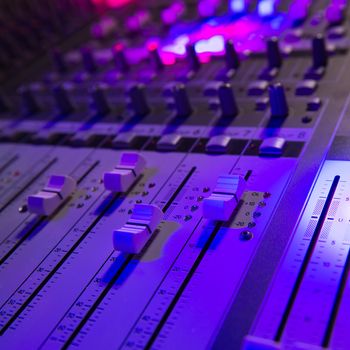 Sound music mixer control panel and light scene