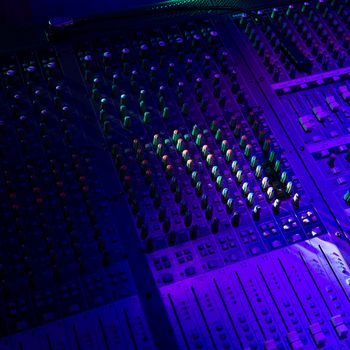 Sound music mixer control panel and light scene