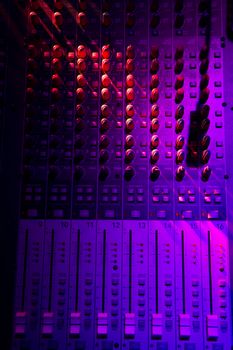 Sound music mixer control panel and light scene