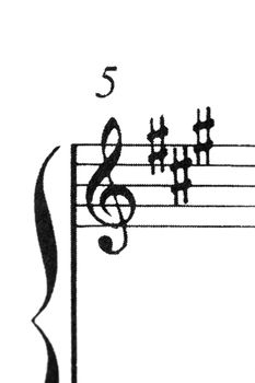 A music score sheet with the focus on the G-clef, France