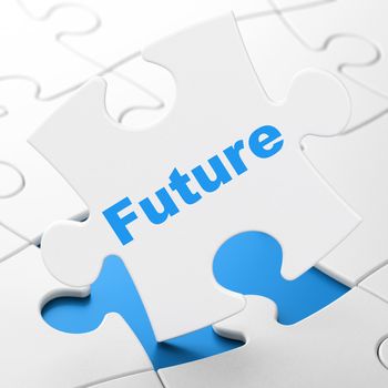 Time concept: Future on White puzzle pieces background, 3D rendering