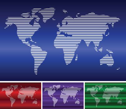 World map in stripes, bars - abstract background.  