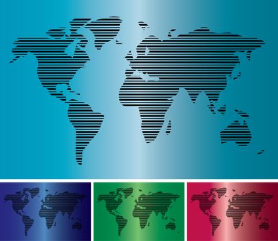 World map in stripes, bars - abstract background.  