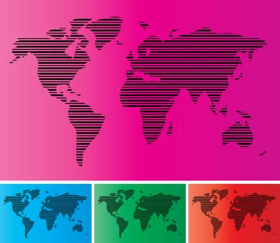 World map in stripes, bars - abstract background.  