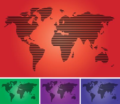 World map in stripes, bars - abstract background.  