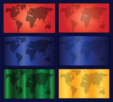 World map in stripes, bars - abstract background.  