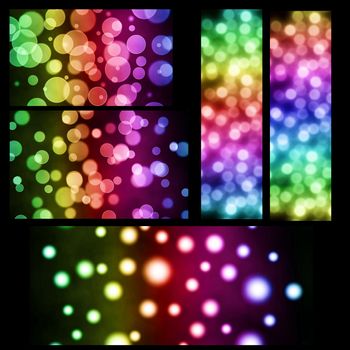 Christmas bokeh abstract background set, beautiful banner wallpaper design illustration with lights