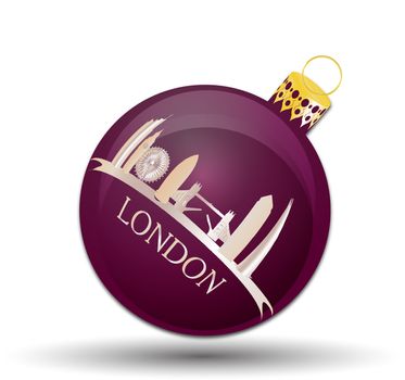 Christmas bauble icon, symbol, design. Winter illustration isolated on white background.