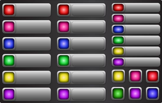 Web button set. Internet empty colorful rectangular buttons