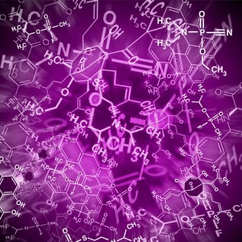 Image of chemical technology abstract background. Science wallpaper with school chemistry formulas and structures.